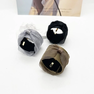 Three pieces of elegant organza ponytail hook hair clips in silver, black and olive green