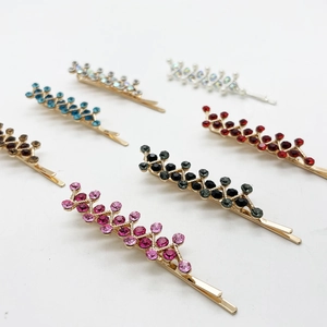Chic rhinestone hair clips in colorful alloy designs for stylish women accessories