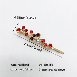 Barrette à cheveux dorée en forme de feuille avec strass colorés de 6,1 cm pour femmes