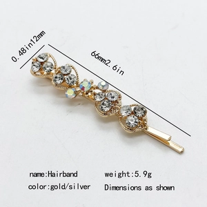 Elegante pasador de pelo con diamantes de imitación, base dorada y diseño de ondas