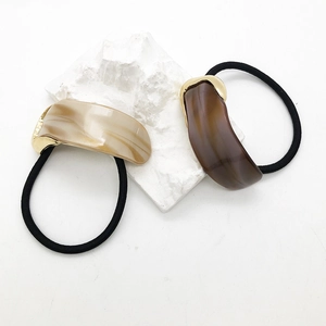Fashion Acetate Hair Tie Marble Pattern Elastic Hair Band High Ponytail Holder Resin Metal Accessory For Women Girls Jewelry