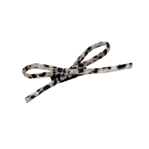 Barrette à cheveux française avec nœud motif léopard et pince bec de canard pour femmes