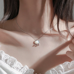 Collier Pendentif Serrure Ruyi Vintage Avec Incrustation de Nacre Cuivre Plaqué Or Argent Chaîne de Clavicule Pour Femmes
