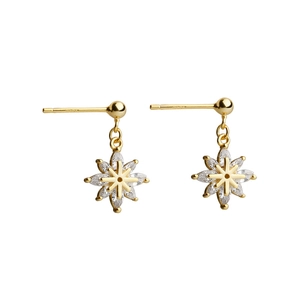 Élégantes boucles d'oreilles flocon en argent 925 avec pierres d'oxyde de zirconium