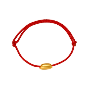 Handcrafted red string bracelet with matte gold bead charm for luck and protection