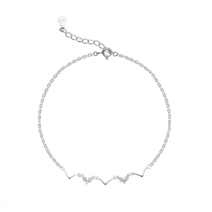 Bracelet vague en argent sterling 925 en forme de V avec zircons cubiques blancs