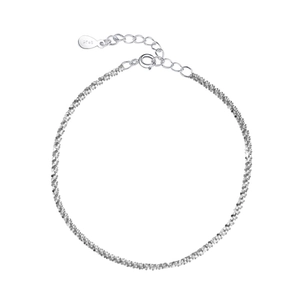 Minimalistisches S925 Sterling Silber Glitzer-Fußkettchen mit Verlängerungskette