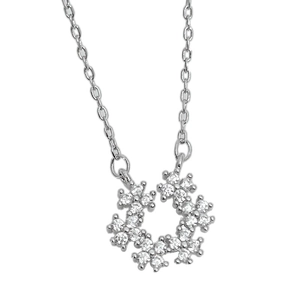 Collier clavicule en U pour femme avec pendentif couronne florale serti de zircons
