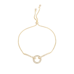 Goudkleurige verstelbare armband met zirkonia cirkel en box-ketting voor dames