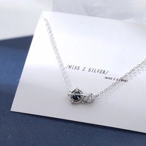 Elegante bracciale in argento Blue Planet da donna con ciondolo Saturno in cristallo