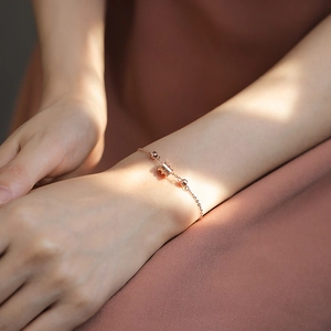 Bracelet Femme Minimaliste en Cuivre Plaqué Pendentif Cylindre Chaîne Fine Bijoux Géométriques Cadeau Fille