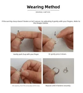 Guide détaillé montrant le réglage et le mécanisme d'ouverture des boucles d'oreilles étoile S925