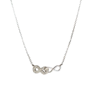 Collier élégant avec pendentif infini et cristaux micro-pavés sur chaîne en argent