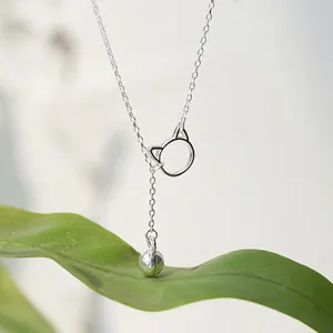 Cavigliera con gatto e campanello in argento S925 da donna con design naturale minimalista