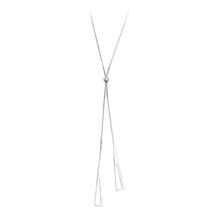 Minimalist S925 sterling silver geometric Y-necklace with adjustable slide and triangle pendants
