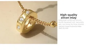 Macro view of S925 silver ring pendant inlaid with premium round-cut zircon stones