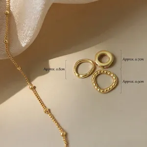 Japanese style gold minimalist ring set and bead chain necklace for women jewelry
