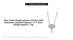 Detailed specs of cloud lightning necklace with 39+5cm chain length and 1.9g weight