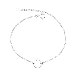 S925 sterling silver minimalist square link bracelet with spring clasp and extension