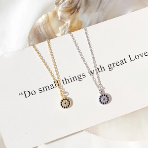 Elegant s925 silver Evil Eye necklaces in gold and silver finish with blue crystal inlay