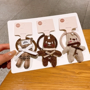 Lot de 3 chouchous en peluche pour enfants avec ours brun et lapin portant des écharpes