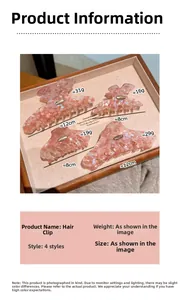 Detailed view of pink checkered acetate hair claws with premium pearl finish in two sizes