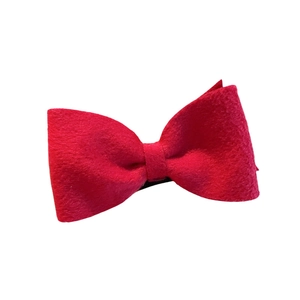 Elegant rose red woolen bow hair clip for girls with minimalist style and premium texture