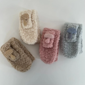 Plüsch Teddy-Fleece-Schals für Kinder mit süßem Pilz-Aufnäher in vier sanften Farben