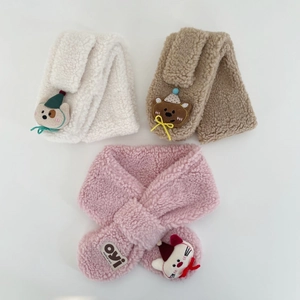 Sciarpa Pelosa Calda Invernale Per Bambini Carino Animale Cartone Animato Scaldacollo In Lana Di Agnello Peluche Morbido Ispessito Sciarpa Incrociata Antivento