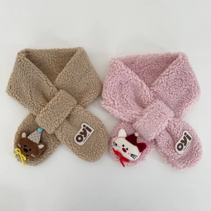 Sciarpe invernali in peluche per bambini con simpatici motivi di orso e gatto in rosa e marrone