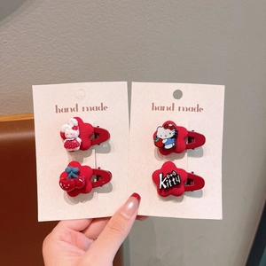 Cute red cherry and kitten flower hair clips set for girls and kids hair accessories