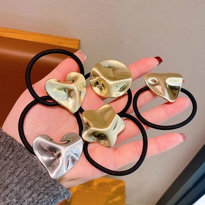 Elastici per Capelli in Metallo Geometrico Minimalista per Donna Oro Argento Martellato Cuore Stella Tondo Triangolo Supporto per Coda di Cavallo ad Alta Elasticità Accessori per Capelli Chic