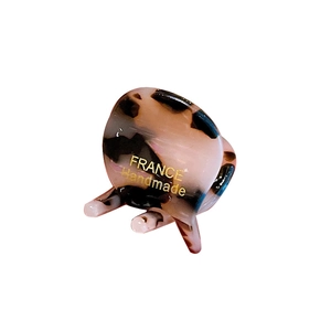 Chic acetate hair claw clip with tortoise shell pattern and handmade gold lettering