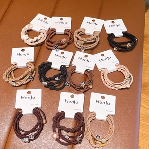 Chouchous Tressés à Haute Élasticité de Style Coréen Pour Femmes Élégant Pendentif Fleur Coeur Accessoires de Cheveux
