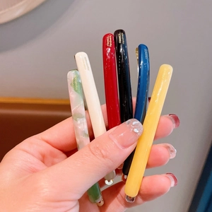 Elegant French acetate long barrette hair clips set in diverse colors and glossy finish