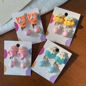 Orecchini a Clip a Cartone Animato Per Bambini Ragazze Senza Buco Simpatici Clip per Orecchie a Forma di Animale Gelato Conchiglia In Resina Gioielli Regalo