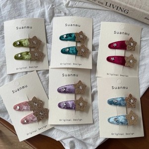 Barrettes à Cheveux Enfant en Velours Étoile Paillettes Scintillantes Pinces BB Épingles pour Filles Anniversaire Fête