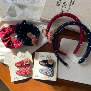 Handmade Fabric Bow Headband Plush Bear Rabbit Hair Clip Scrunchie Stars Pattern Cute Children Hair Accessories For Girls