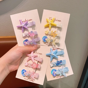 Ozean Thema Kinder Haarklammern Seestern Muschel Fisch Design Harz Stoff Spitze Haarnadeln Für Mädchen Täglich Party Haarschmuck