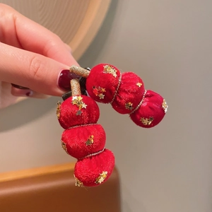 Barrettes à cheveux boules de velours rouge et étoiles dorées pour le Nouvel An