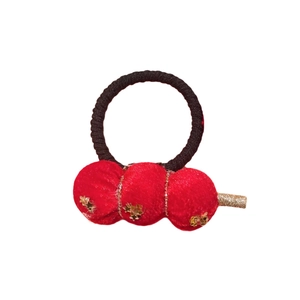 Élastique à cheveux rouge en velours pour enfants style fruits confits chinois