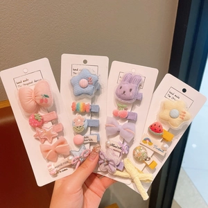 Kids hair clips set featuring cute bows flowers and animal patterns for girls