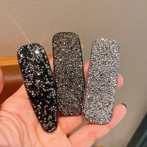 Mode Geometrische Strass Haarspange Für Damen Funkelnde Legierung BB Snap Clip Minimalistisch Seite Pony Clip Haarschmuck
