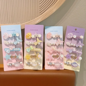 Lot de Barrettes à Cheveux Douces en Résine Pailletée Coquillage Étoile de Mer Künstliche Perle pour Filles Thème Océan Accessoires Cheveux