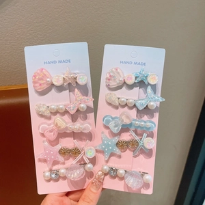 Barrettes à cheveux à paillettes avec coquillages et perles pour filles et femmes