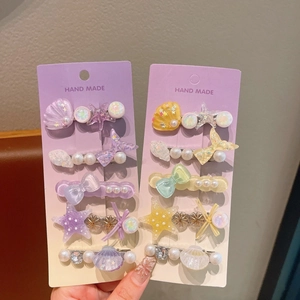 Lot de barrettes à cheveux à paillettes avec perles coquillages et étoiles de mer