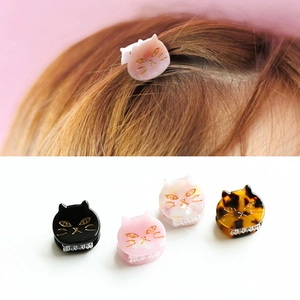 Mini Cat Head Hair Claw For Girls Kids Sweet Cellulose Acetate Cartoon Animal Bangs Clip Small Kitten Hairpin Daily Hair Accessories