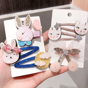 Détails de barrettes pour enfants avec nœuds en tulle, étoiles pailletées et lapins