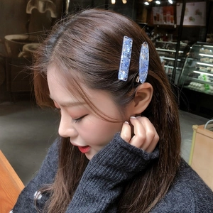 Japanese style shell-textured resin hair clip set with blue and purple fragments
