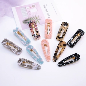 Acetate Marble Leopard Hair Clips Korean Geometric Waterdrop Rectangle Duckbill Clips Acrylic Fashion Hair Accessories For Women